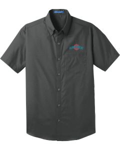 Short Sleeve Carefree Poplin Shirt - Rum Monday